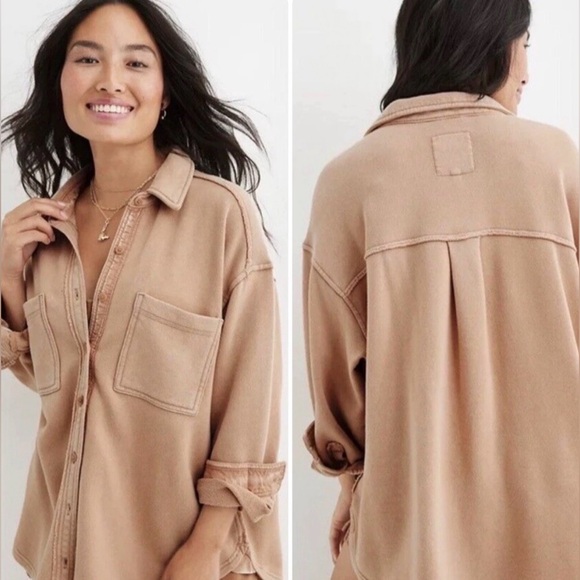 aerie Sweaters - Aerie LumberJane Fleece Shirt in the color Toasty.